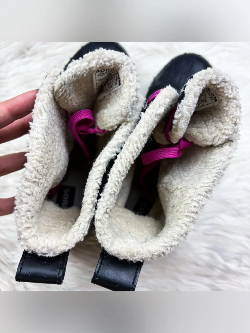 Sorel Tivoli Houndstooth Waterproof Winter Snow Fleece Duck Boot Black Pink